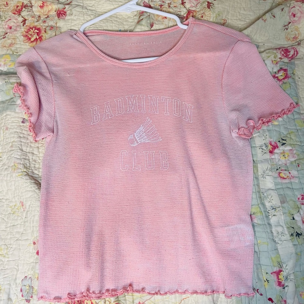 American Eagle Pink Badminton Tee